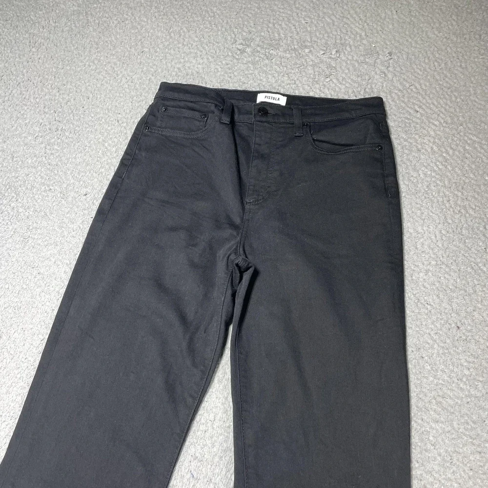 Pistola‎ Jeans Womens 29 Black Wash Mid Rise Slim Flare Stretch Denim 29x27.5